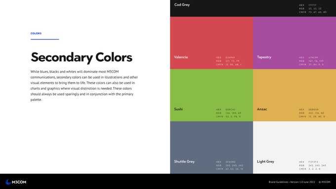 Secondary Color Brand Guidelines for M3COM