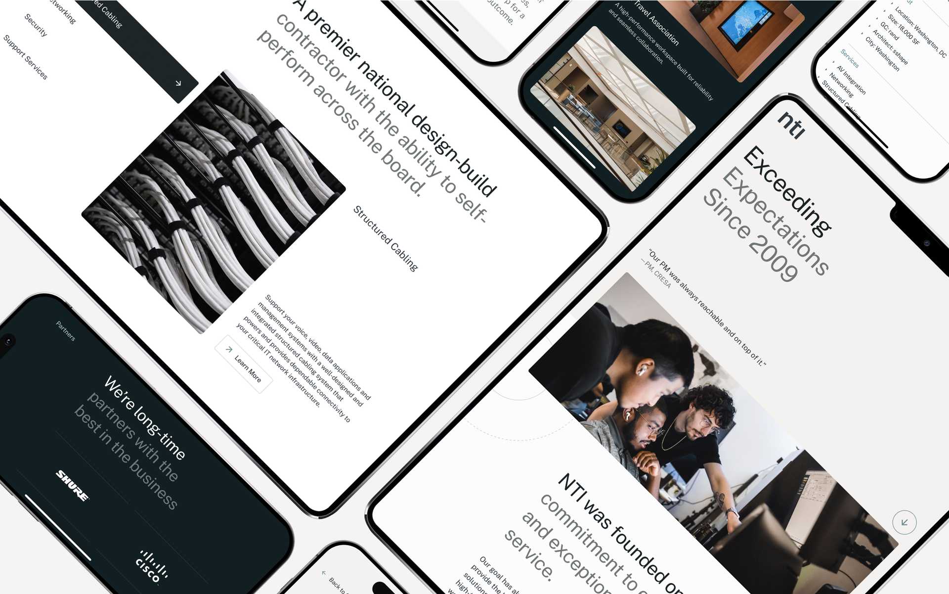 Mosaic of images showing NTI website design