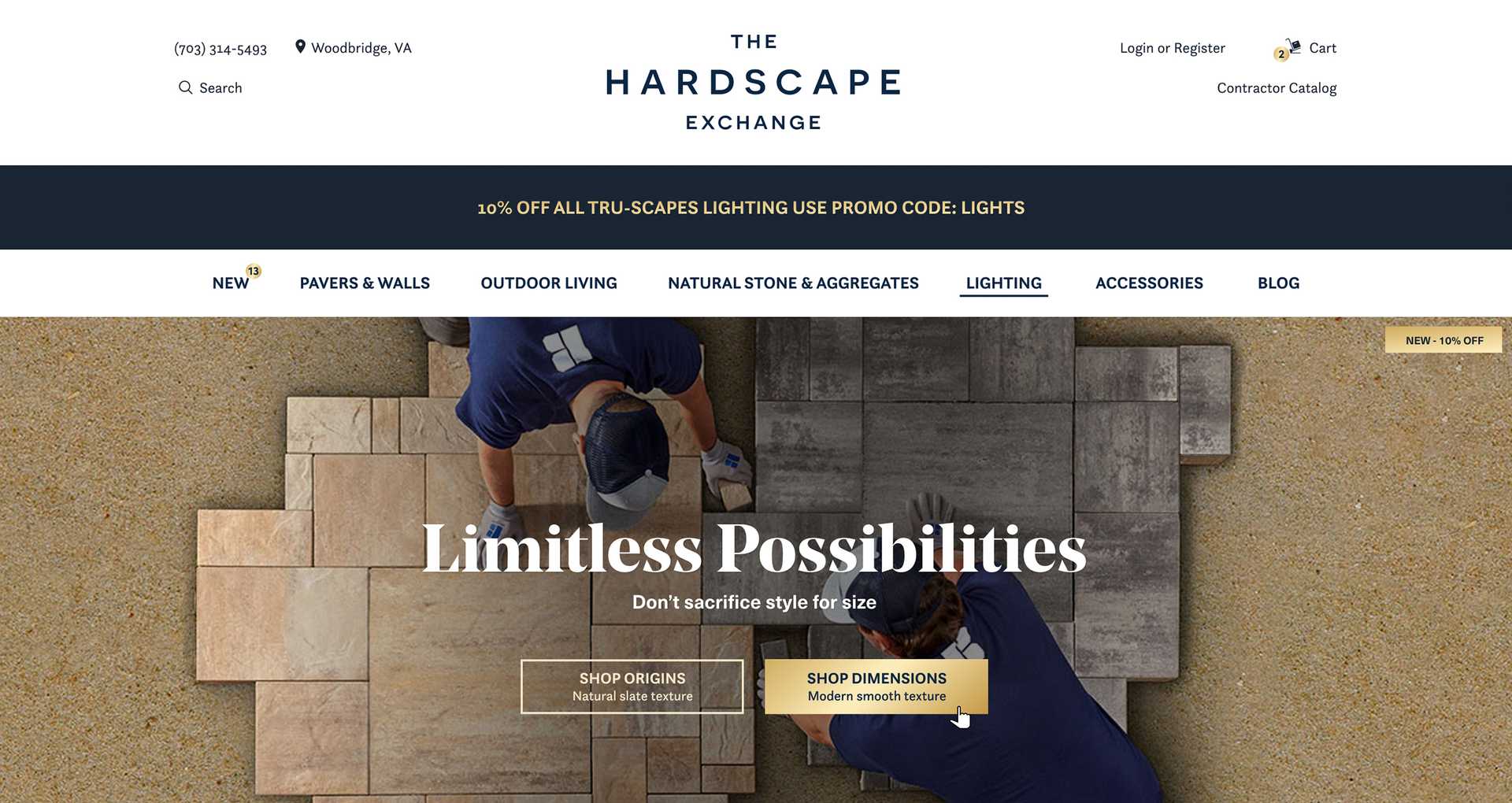 Hero section on The Hardscape Exchange homepage