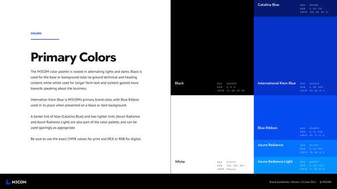 Primary Color Variants Brand Guidelines example for M3COM