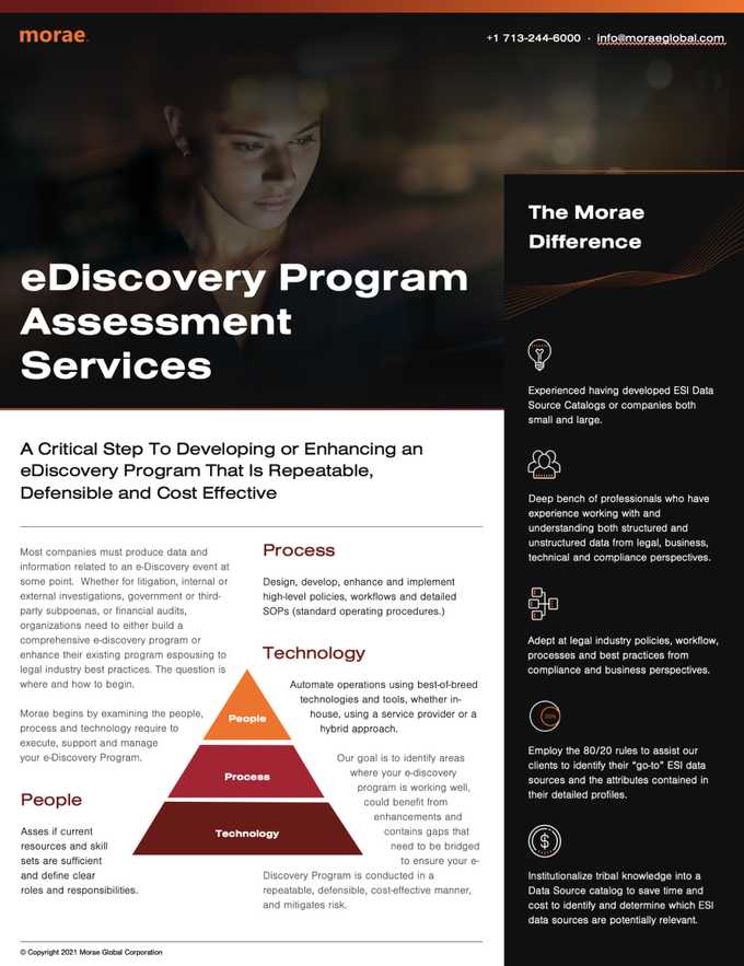 eDiscovery Managed Services solution page on Morae Website